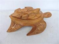 Hand Carved Turtle Box 12"L