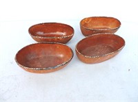 4 Clay Pottery Bowls