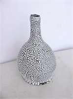 Signed Stoneware Hand Decorated Vase 10"T