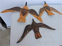 Hand Carved & Painted Wood Flying Birds