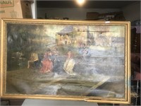 Lrg Signed 19th Century Oil Painting on Canvas