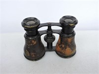 Pair Antique Leather Bound Binoculars