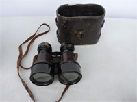 Leather Wrapped Pair Antique Binoculars W/ Case