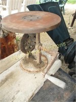 Antique Cast Iron Horizontal Grinder On Barn Wood