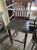 CHAIR -HIGH TOP BAR STYLE GREEN AND BROWN HIGH