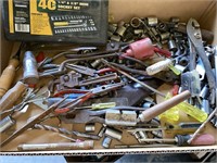 Box lot of assorted sockets, pliers and