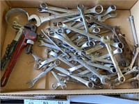 Assortment of open & box-end wrenches, pipe