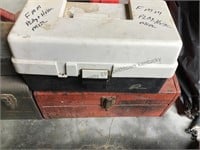 3 empty metal toolboxes and empty tackle box