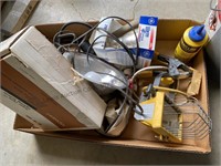 Bucket with steel rollers & misc items, box w/