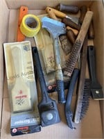 Box of steel brushes & scrappers.