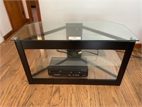 Glass Top TV Stand & Magnavox VCR