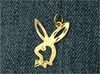 14K Gold Playboy Bunny Charm Pendant