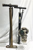 Antique Bike Light & 2 Tire Pumps