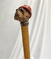 Early 1900's Child's figural Cane Carved Dog