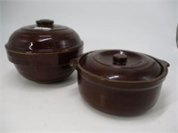 Lot of 2 Stoneware Cassaroles with Lids