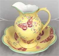 2 Piece art pottery bowl & pitcher set