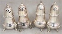 4 Silver plated salt & pepper shakers