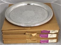 3 Silver plated serving trays