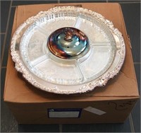 Silver plated relish dish in box