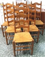 Set of 6 matching ladder back chairs