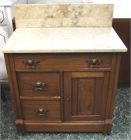 Victorian walnut marble top washstand
