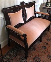 Victorian stick & ball carved parlor sofa