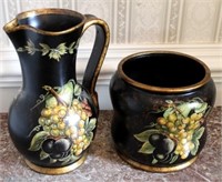 Art pottery pitcher & vase