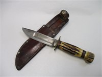 MARBLES STAG HANDLE FIXED BLADE KNIFE & SHEATH