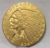 1926 UNCIRCULATED 2.50 DOLLAR GOLD INDIAN