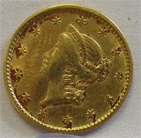 1853 TYPE 1 $1.00 DOLLAR GOLD NICE DETAILS