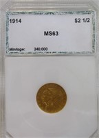 1914 2.50 DOLLAR GOLD INDIAN PCI MS63