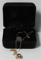 Gold plated necklace with pendant and stone