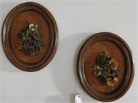 Pair of framed florals in oval frames 16”