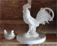 Ceramic 14” figural rooster with base and milk
