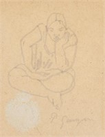 French Ink on Paper Signed P Gaugin