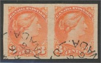 CANADA #41b variety IMPERF PAIR USED FINE VF