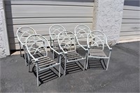 6 Outdoor Chairs - Metal with Wood Slats