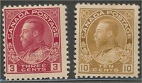 CANADA #109 & #118 MINT FINE-VF HH NH