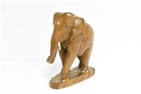 10 1/2" Teak Wood Hand Carved Elephant