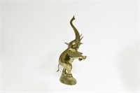 21" Brass Elephant Sculpture - On Hind Legs