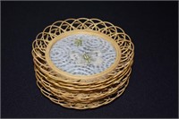 Pressed Butterfly Bamboo Coaster Set 6 Pc