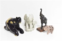 4 Various Elephant Figurines