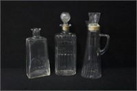 3 Glass Bottles / Decanters