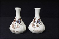 TIC Pottery Two 4 1/2" Vases with Butterfly Motif