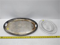 metal tray and glass plate