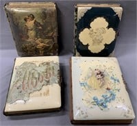 4 Victorian Photo Albums w/ Some Photographs