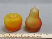 Pair of Art Glass Fruit Paperweights