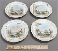 Set of 4 Hand Painted Porcelain Plates
