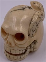 *WE will not ship* Ivory Netsuke of a skull and a