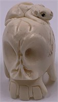 *WE will not ship* Ivory Netsuke of a skull and a